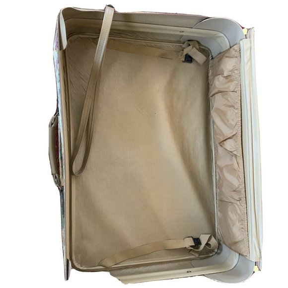 Vintage Galleria Travel Luggage | Lock & Key | Floral & Tan Rolling Suitcase - Picture 4 of 11